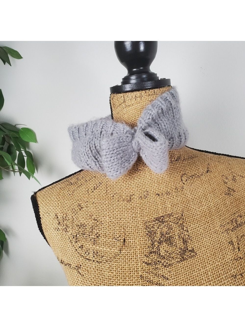 San Diego Hat Co Women's Gray Knit Headband Bow One Size Mohair Wool